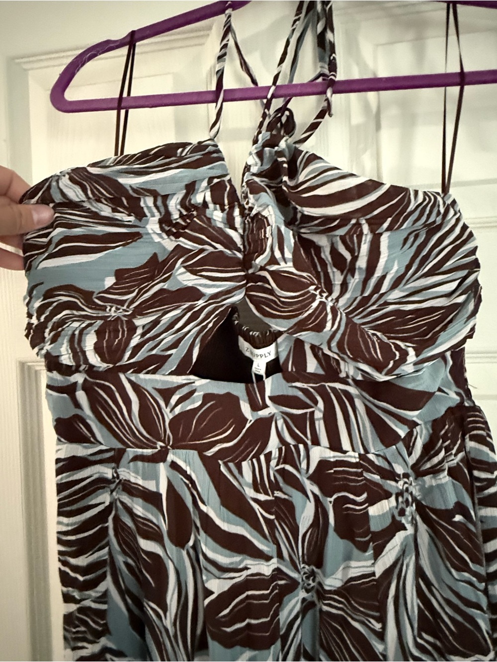 Z Supply Lanie Zinn Floral Maxi Dress - Brown & Light Blue - Picture 7 of 9